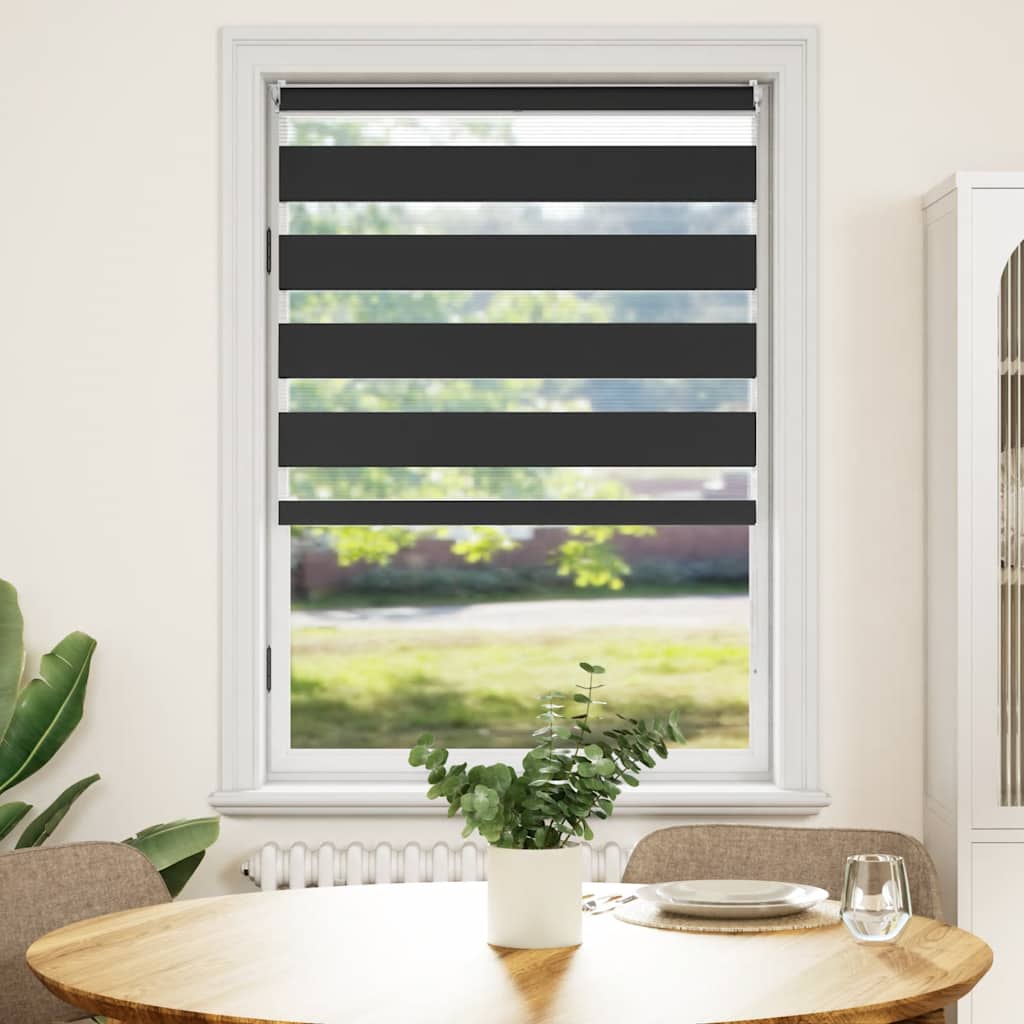 vidaXL Rullgardin randig svart 100 x 175 cm transparent